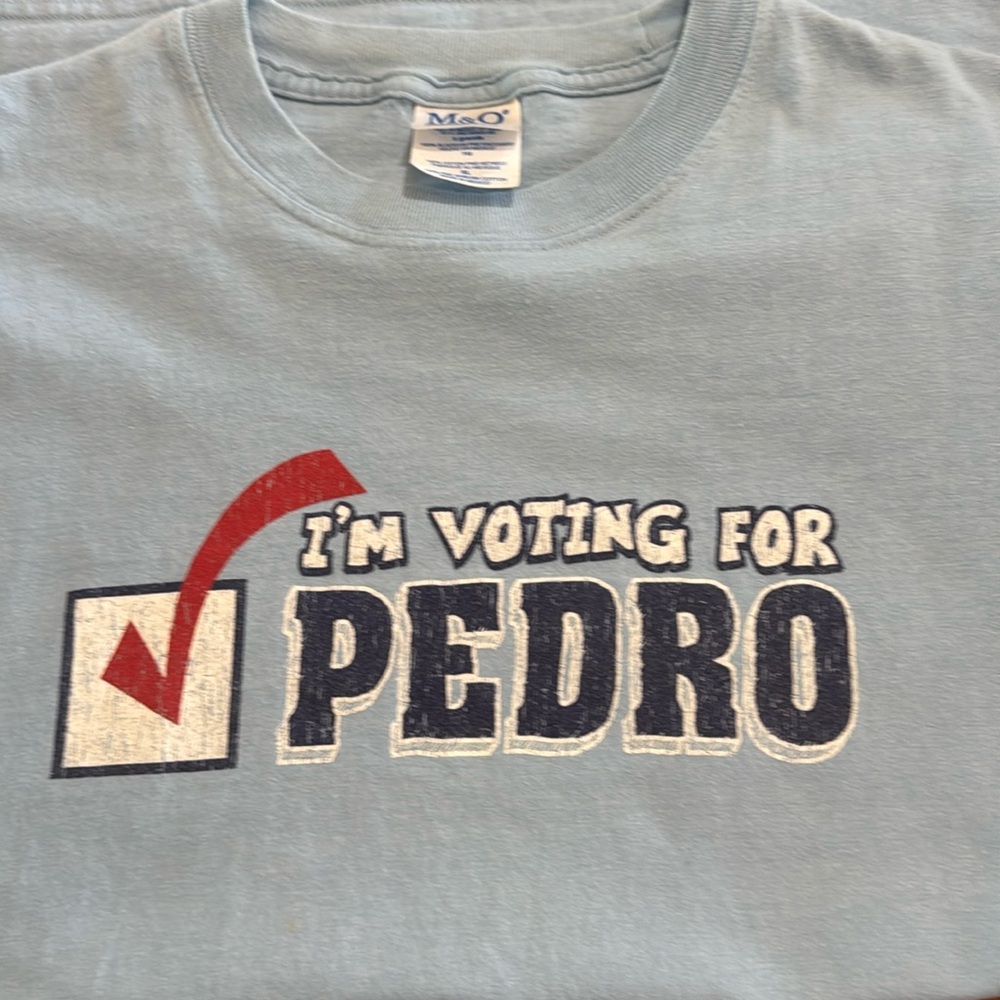 Blue Graphic Tee - Short Sleeve. I’m Voting For Pedro. Size XL